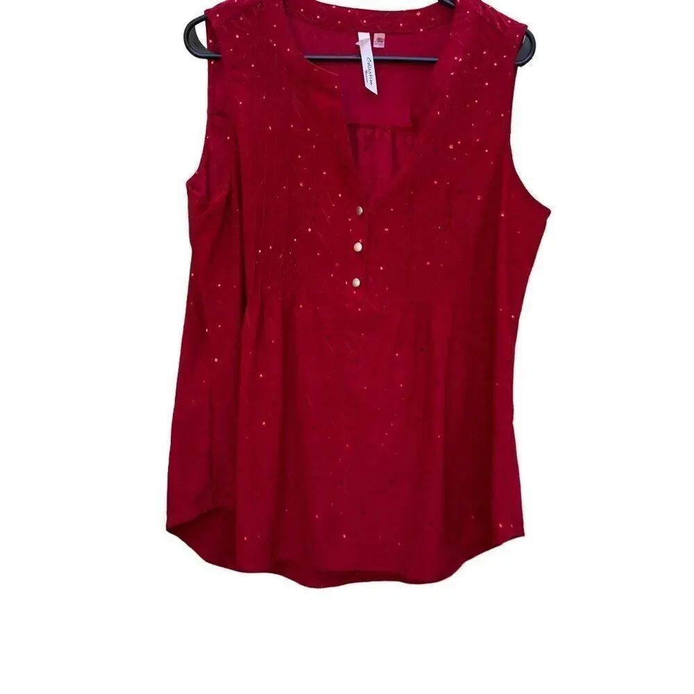 NY Collection 1X Red Sparkle Blouse